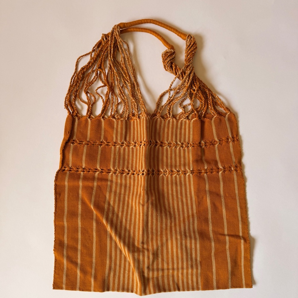 Orange Knitted Tote Bag